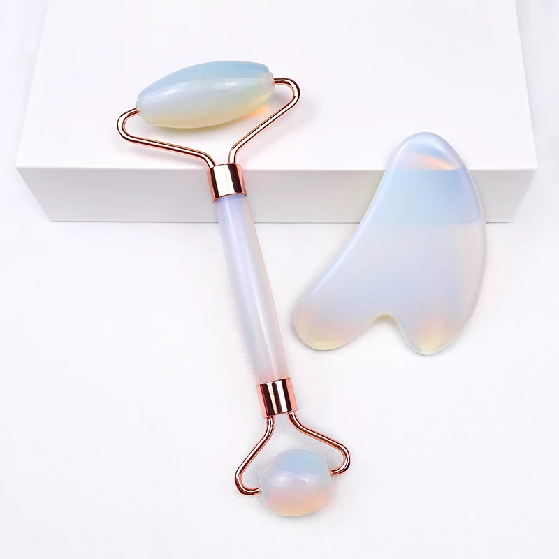Natural stone jade roller Opal jade massagers set facial massage gua sha set
