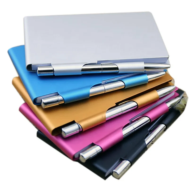 Promotional Mini Metal Cover Pocket Notebook With Pen set