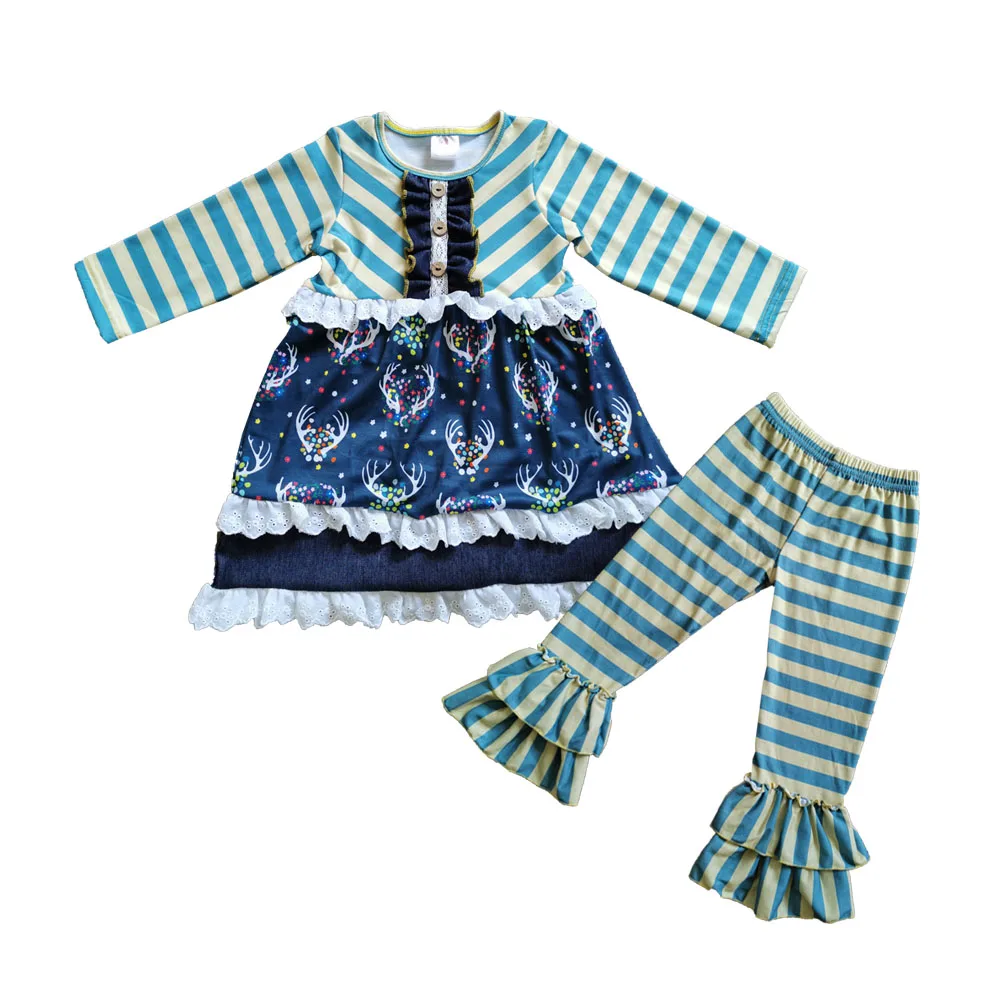 Factory Wholesale Children Outfit Two Piece Dress Set Wholesale Christmas Girls Baby Clothes Clothing Sets