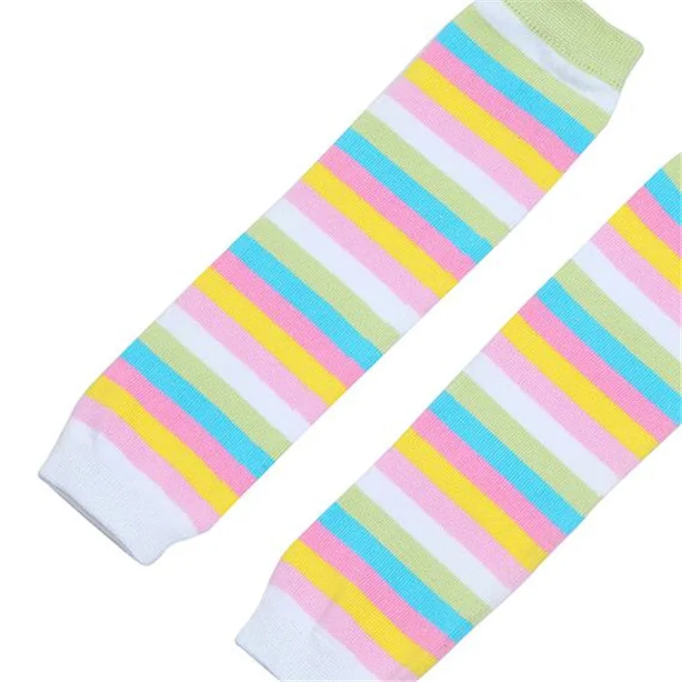 Low price colorful striped knitted leg warmers cotton polyester mix fashion leg warmers