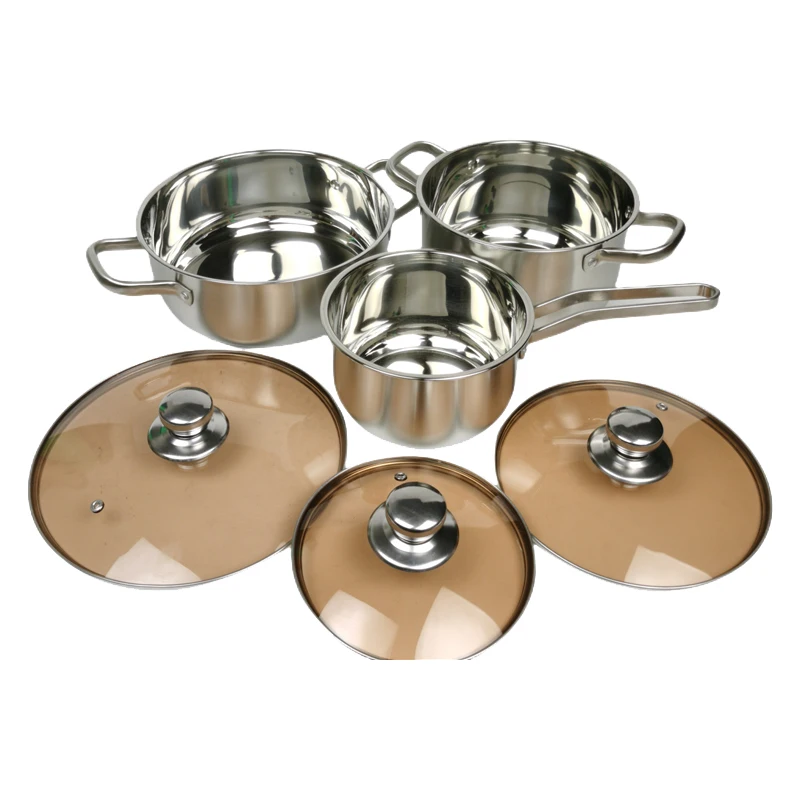 Manufacturer Customizable 3 Layers Stainless Steel Non Stick Cookware Pots Sets 6Pcs