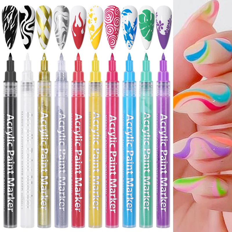 3 In 1Nail Painting Varnish Gel Pen One Step Hybrid Nail Art UV Gel Polish Glitter Lacquer Pencil Easy to Use Nail Glue Pen