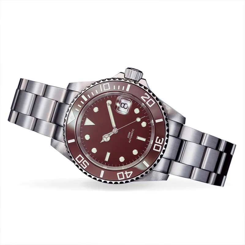 Sapphire Crystal Automatic 20 ATM Men Stainless Steel Diver Watch