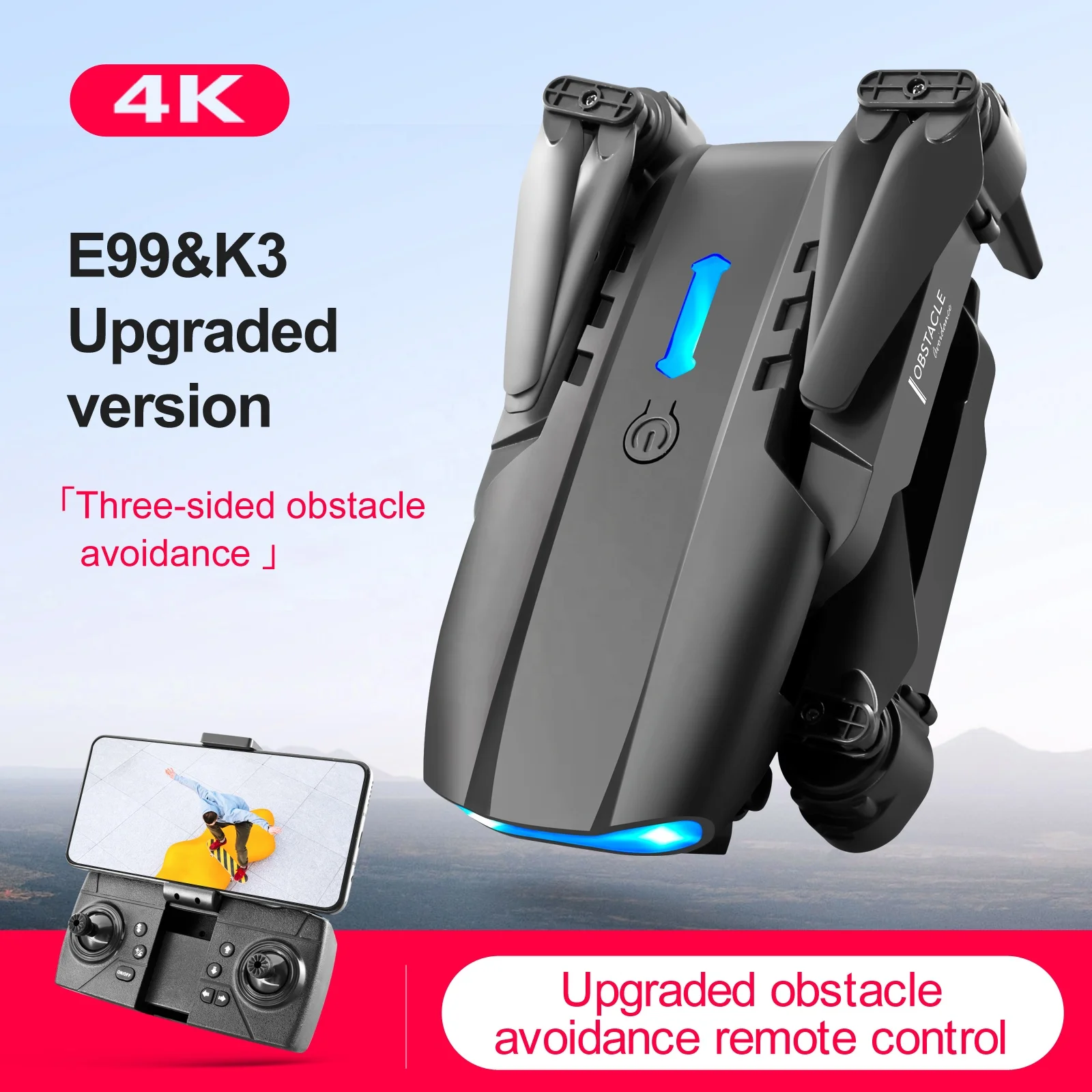 Новое поступление Дрон E99 Pro с Wifi FPV камерой Безголовый 4K Квадрокоптер HD двумя камерами 20 минут полета
