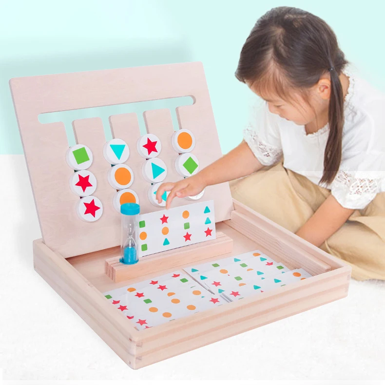 Wooden teaching AIDS enlightenment logical thinking spatial orientation training puzzle early education animal four-color toys
