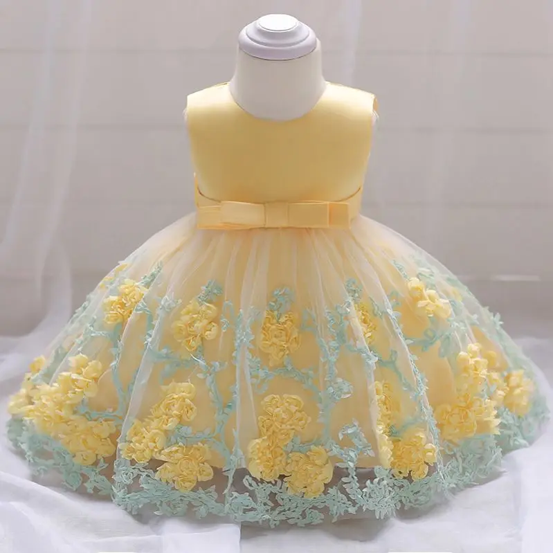 Hot Selling Pretty Baby Frock 12 Month 1 Year Old Girl Clothes First Birthday Cute Flower Party Dress L1845XZ