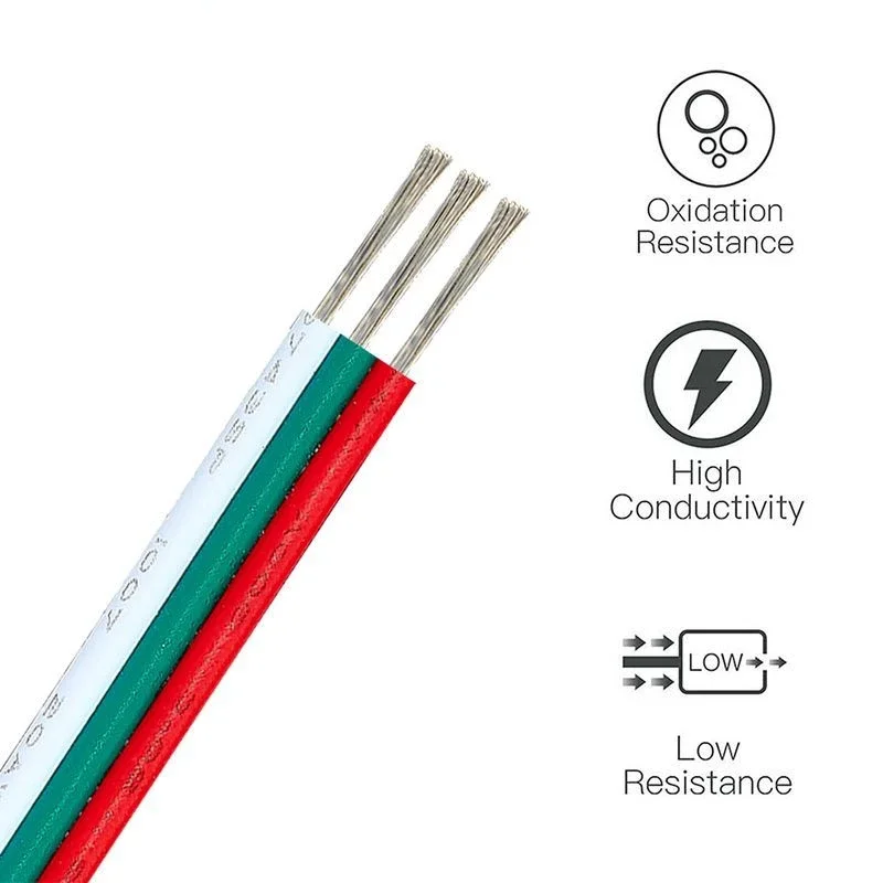 3 Pin Cable 100m 22AWG 3 Core Electrical Cable JST Tinned Copper Wires 3pin Wire For WS2811 WS2812B Pixels Strip Light