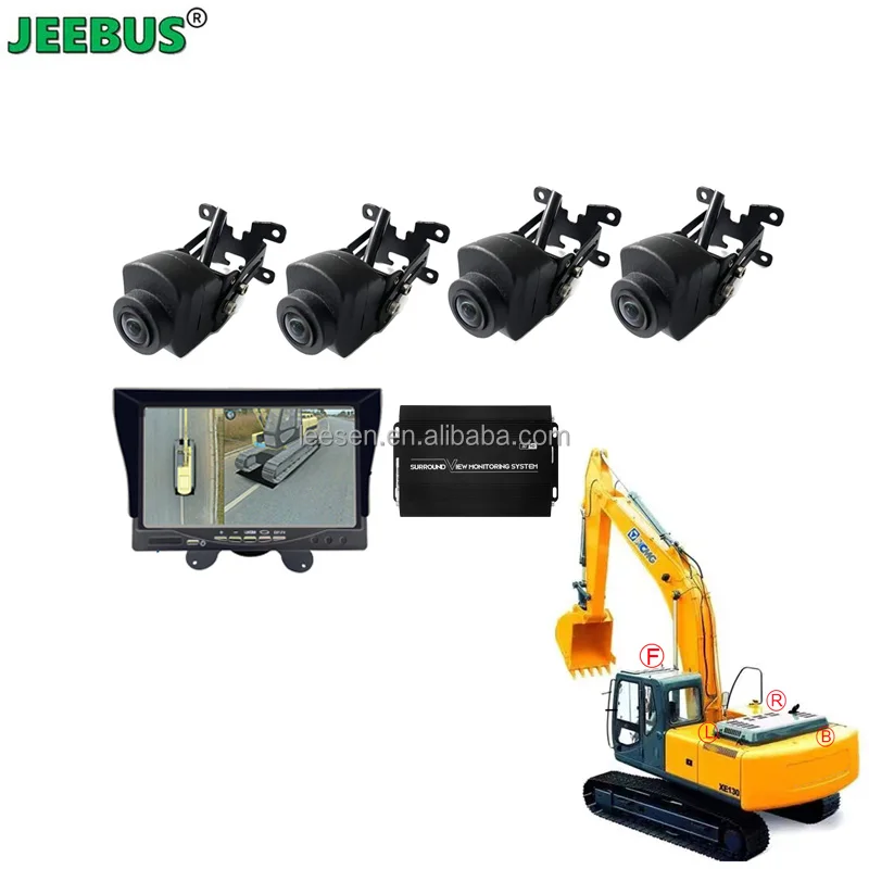 HD SONY225 Chip Sensor 360 Degree Surround View Car Camera Monitor System Excavator Heavy Duty 3D Bird View with 7inch Monitor