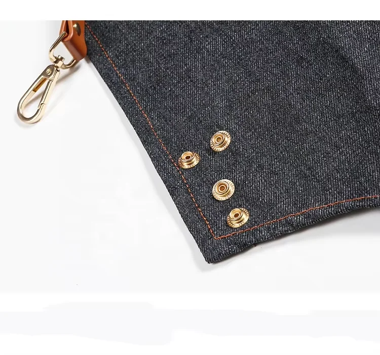 Jeans Black Barber Unisex Kitchen Cleaning Bib Apron Custom Logo Denim Apron Fabric Available With Pockets
