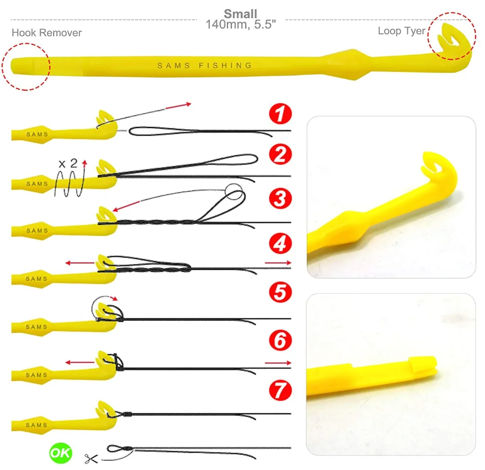SAMSFX Fishing Line and Hook Knot Tying Tool Kit 3 Knot Tyers in Pack