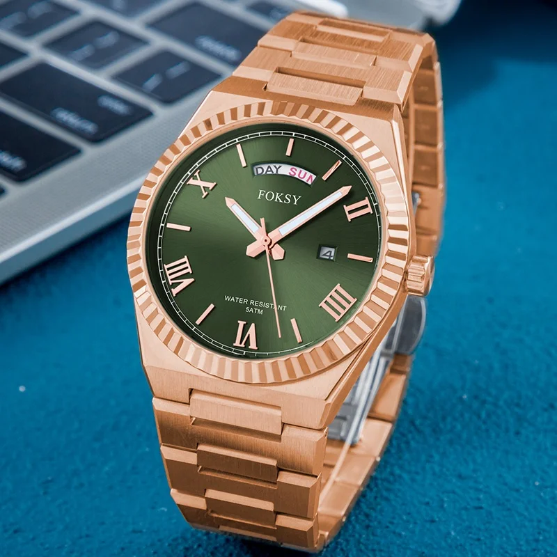 High Quality Stainless Steel Classic Bling Private Label OEM Custom Logo Luxury Hand Wristwatch Quartz Fashion Watch For Men