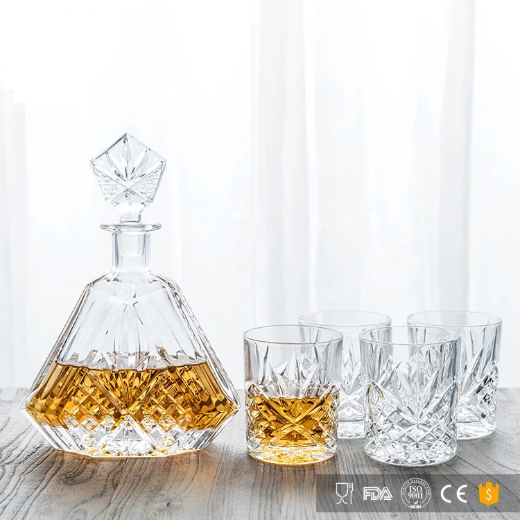 Whiskey Cognac Decanter Set with 6-Piece Crystal Whiskey Glasses Set Mens Gift Premium Liquor
