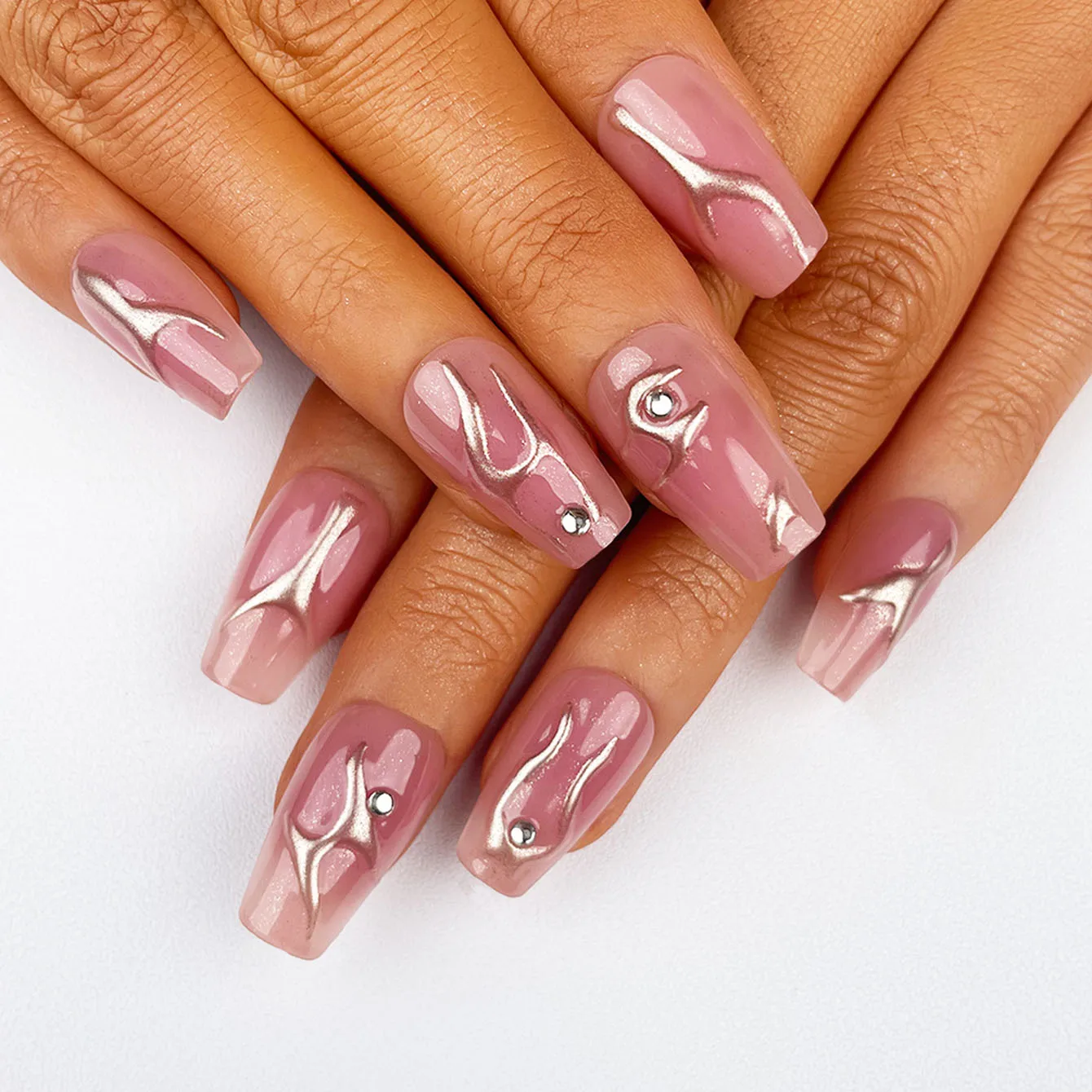 Faux Ongles Acrylic Luxury Handmade Press On Nails 10 Pieces French Tip Long Almond Coffee Artificial Fingernails Fake Nails Art