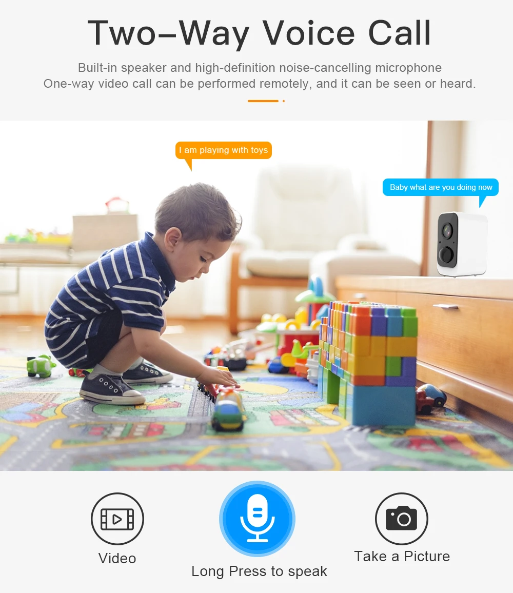 New PIR motion detection indoor hd 1080p wifi smart home tuya ip wireless low power battery security camera