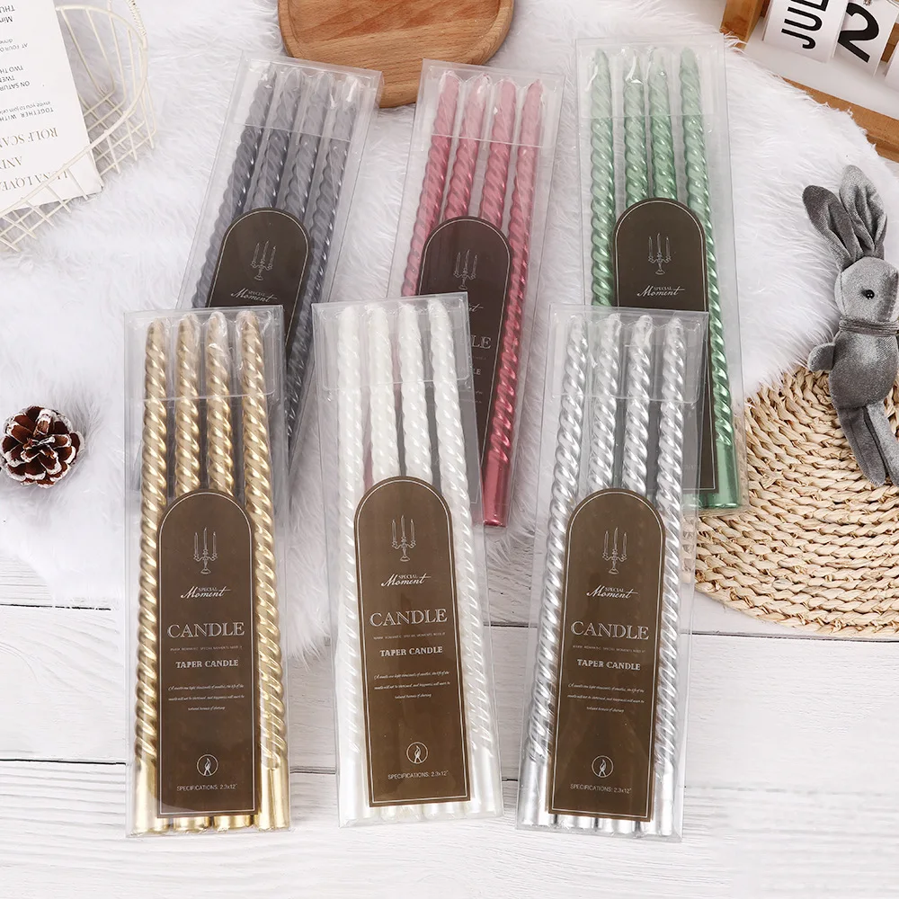 Wholesale Luxury Classic Smokeless Paraffin Wax 30cm 12inch Long Stick Spiral Candle Set