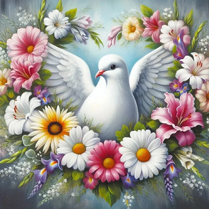 1pc 40X40CM/15.7x15.7inch DIY 5D Peace Pigeon Diamond Embroidery Cross Stitch Picture Easy Frame Wall Decoration Diamond