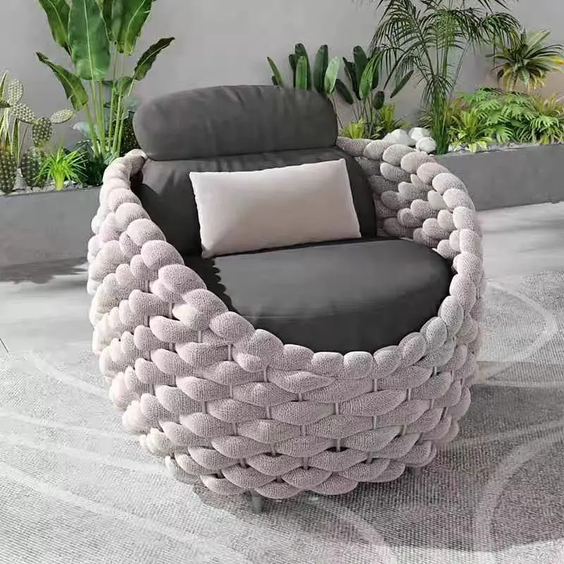 Outdoor Furniture Rattan Wicker Sofa Patio Luxury Design Waterproof Fabric Garden Rope Set