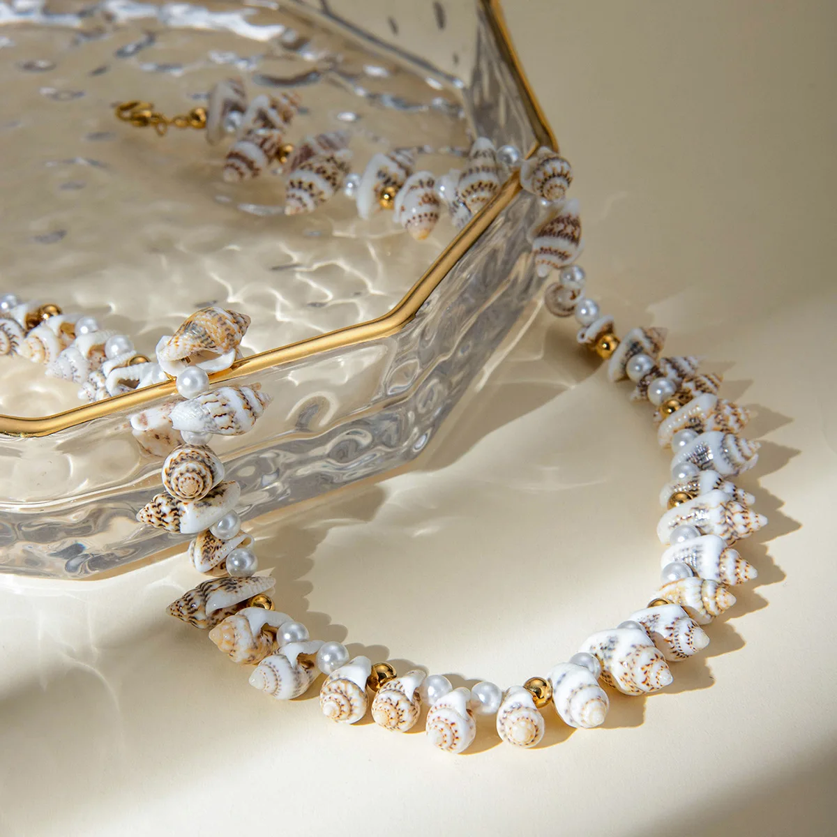 Summer Beach Vacation Jewelry Shell Pieces Pearl Shell Pendant Necklace Stainless Steel Beads Necklace Idea Handmade Jewelry