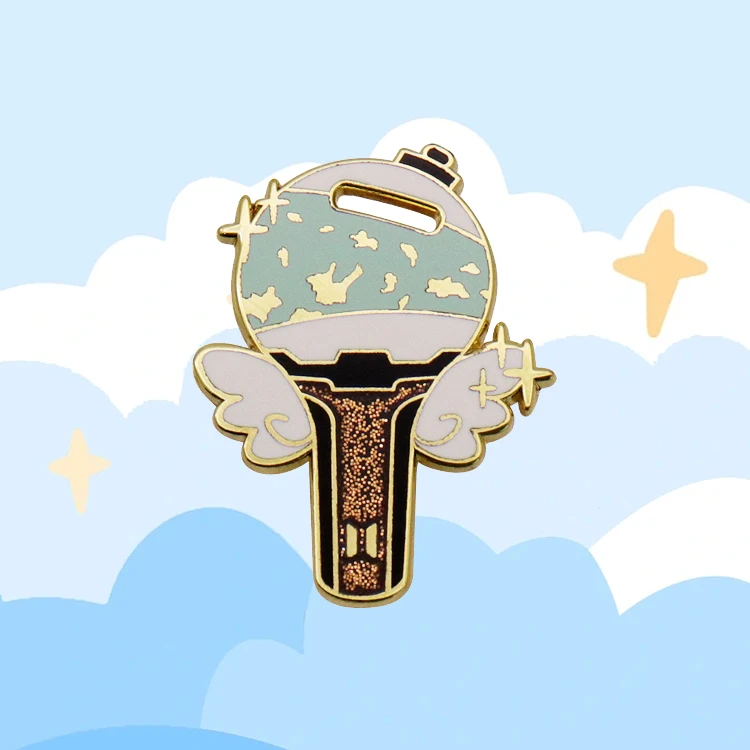 Wholesale Badge Maker Gold Plated Customized Cute Enamel Pins Metal Emblem Custom Logo Glitter Enamel Lapel Pin Badges