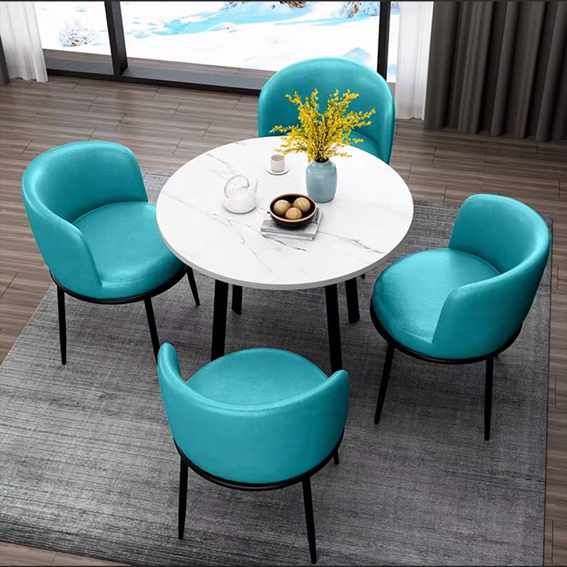 Low-luxury Minimalist E1 MFC Panel Small Balcony Coffee Table Faux Marble Coffee Table White Office Furniture