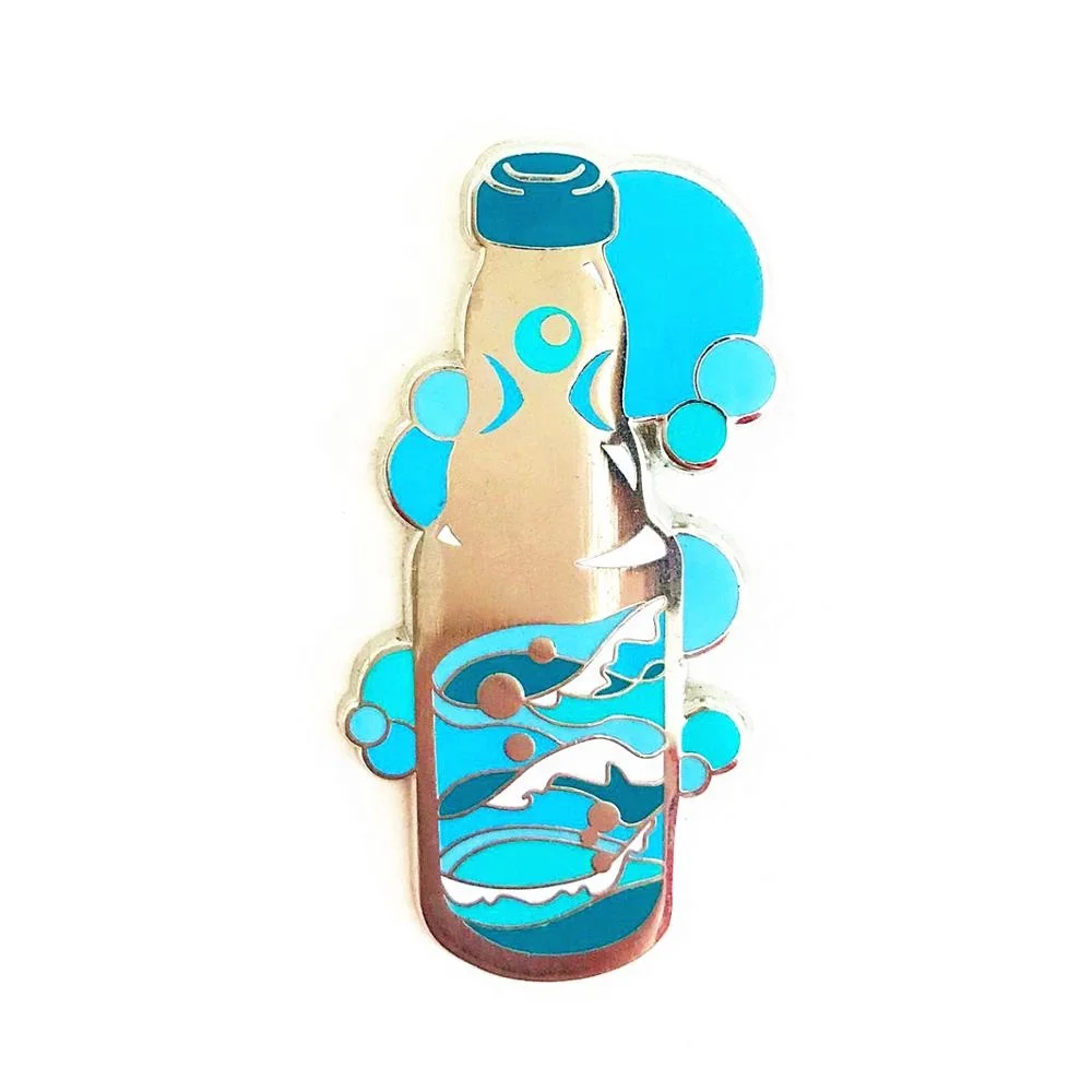 Металлическая эмалированная булавка для бутылки с водой, с серебряным покрытием