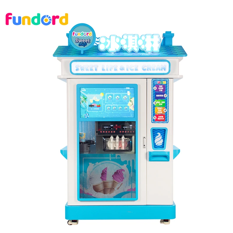 Fundord Fully automatic Unmanned 24 Hours Self Service Soft Ice Cream Vending Machine Business