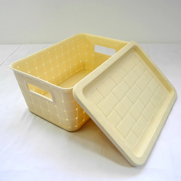 New Popularity Hot Sale plastic PP rattan handle pharmacy Kitchen Modern Portable Storage Basket with lid