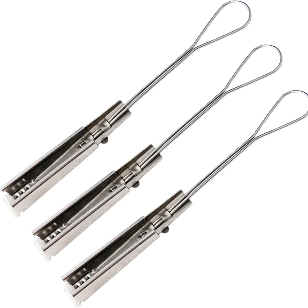 Factory wholesale telecom ftth fiber optic cable stainless steel / aluminum drop wire clamp