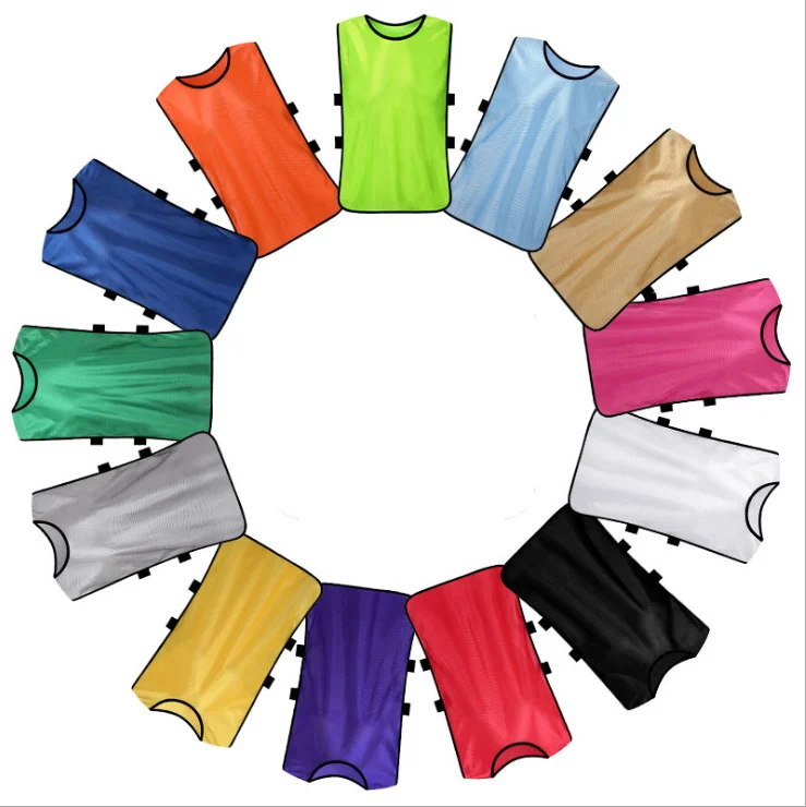2021 new Popular Logo Printing sports wear black yellow green orange red blue pink football training mesh vests bibs soccer bibs