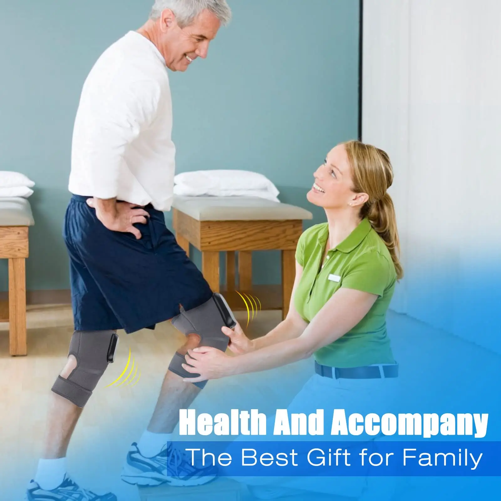 Kopus TECHNOLOGY Cordless Knee Massager 3-In-1 Heated Knee Elbow Shoulder Brace Wrap Vibration Knee Heating Pad