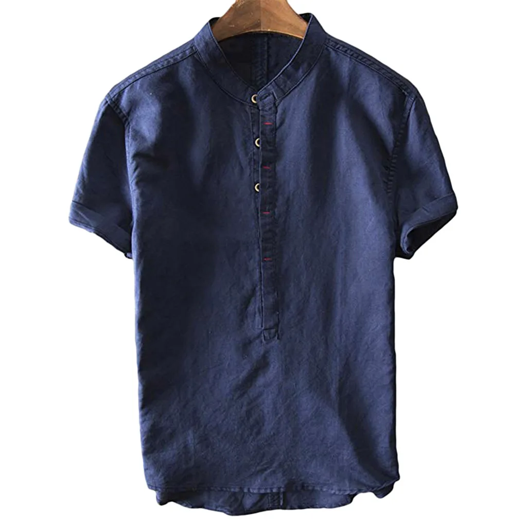 Wholesale Solid Color Cotton Line Men Shirts Custom Short Sleeve Summer Casual Man Tshirt