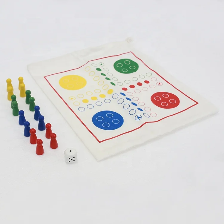 Wholesale Educational Toy Ludo Travel Game Dice Board Game Chess with Cloth Bag for Boys and Girls