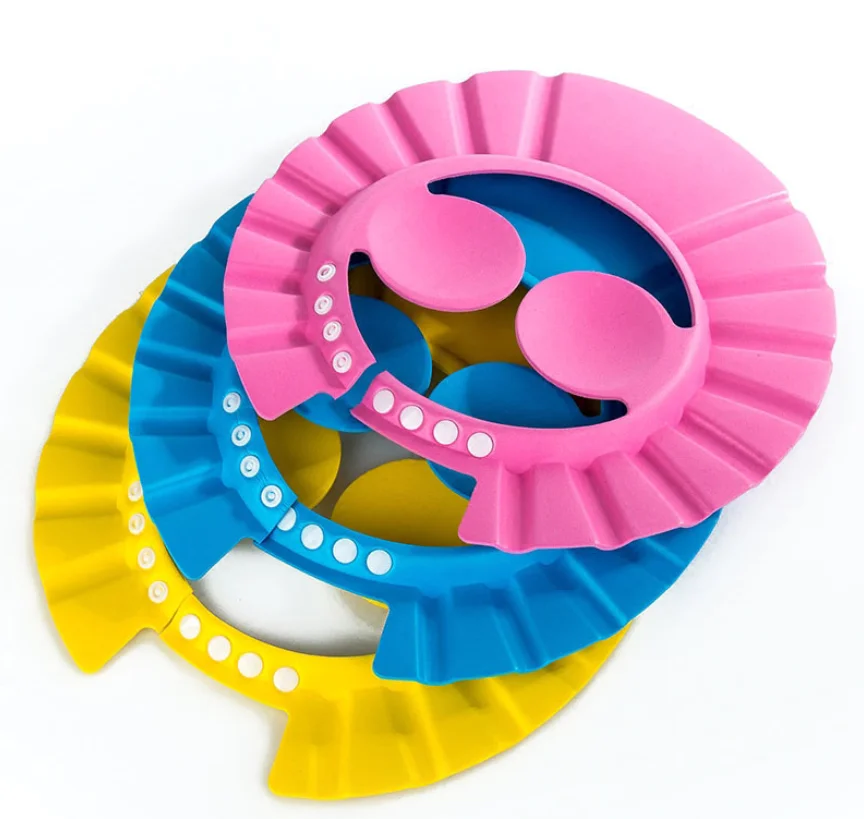 Wholesale adjustable shampoo bathing wash hair baby kids children bath shower hat cap with ear