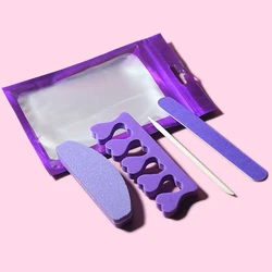 Manicure set 4 pc nail file+buffer+orange stick pusher +soft separator nail file kit purple manicure kit and set