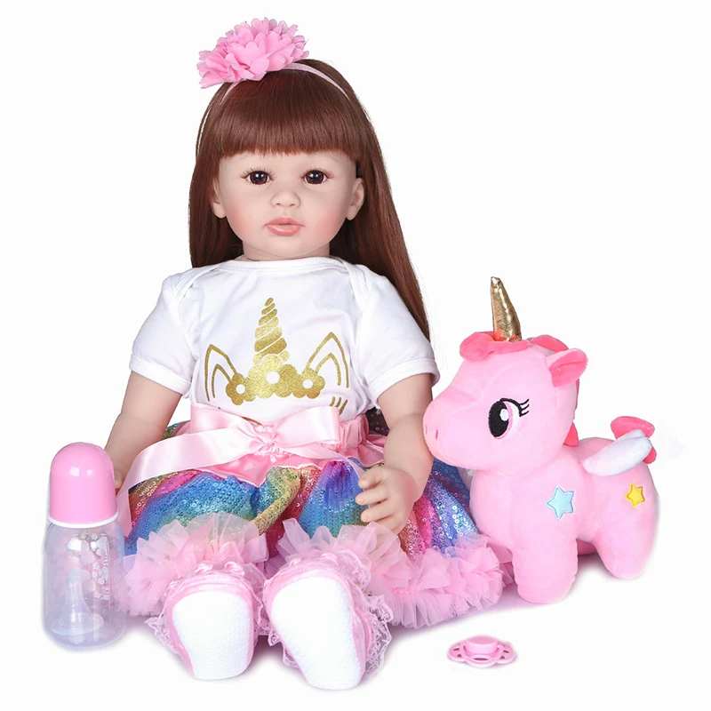 NPK 60cm Kids Toys Fashion Toddler Reborn Dolls Princess Clothes Realistic Silicone Vinyl Reborn Baby Dolls For Kids Gifts