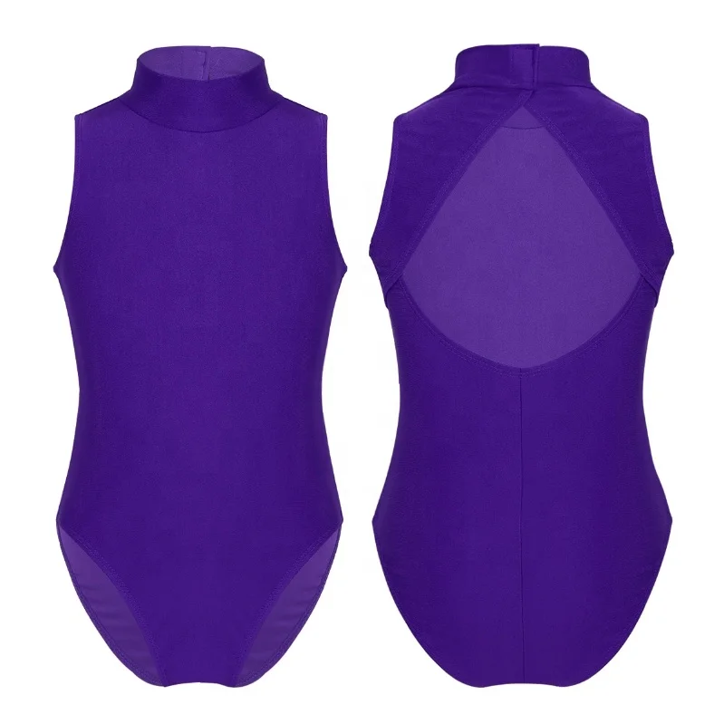 High Quality Kids Girls Backless Unitard Ballet Gymnastics Athletic Bodysuit Sleeveless Dance Leotard