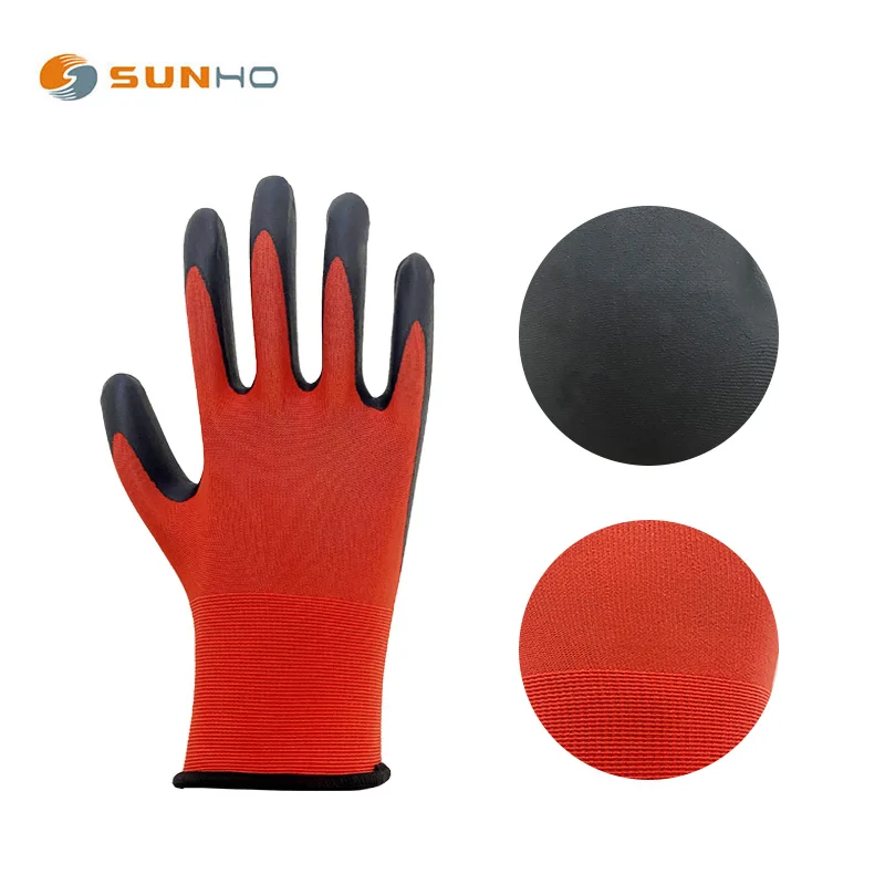 SunnyHope Free Sample XL Nitrile Coated Gloves Comfortable Safety Gloves with Latex for Touch Screen EN388 Certified