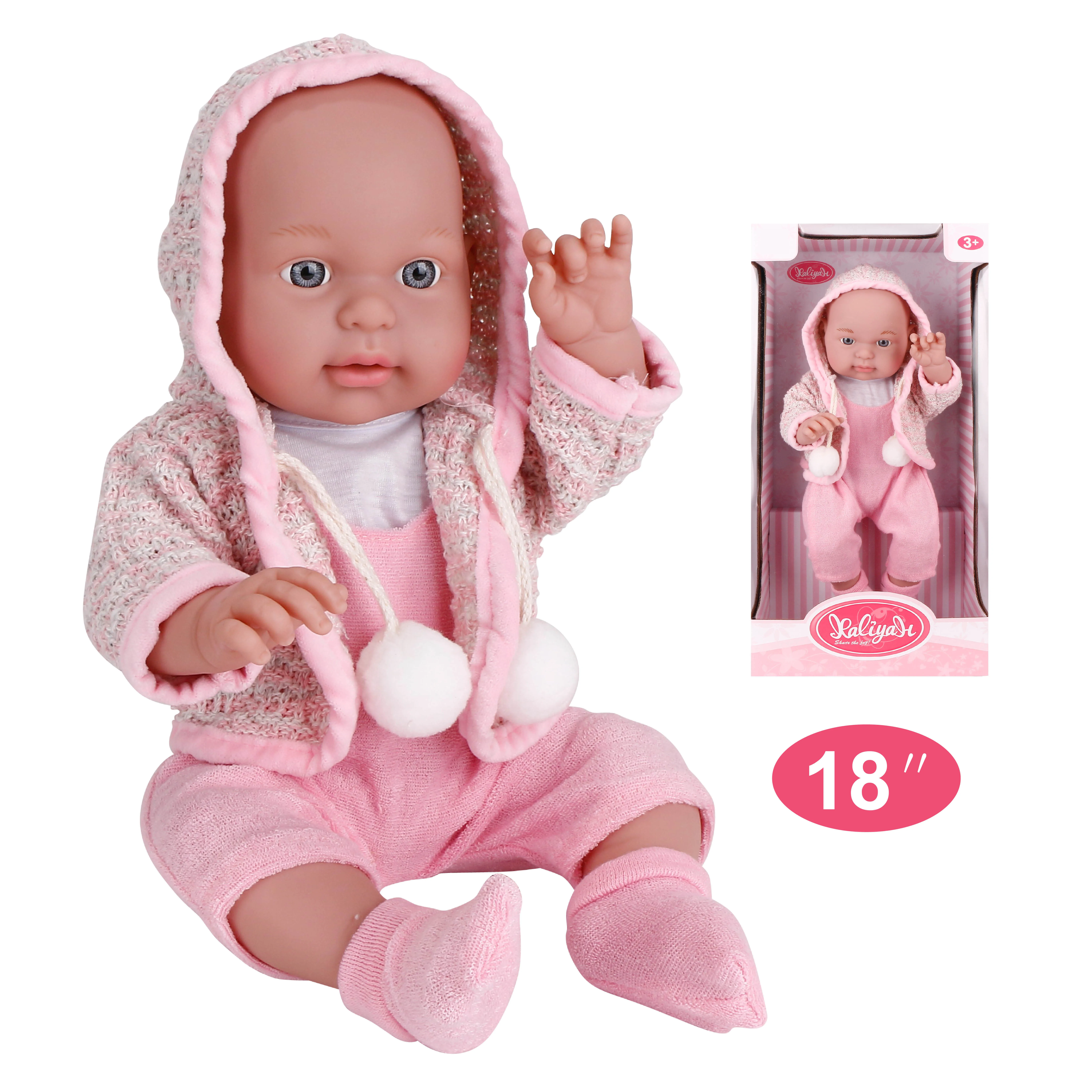 QS Popular Baby Doll Lifelike Toys 18 Inch Full Vinyl Children Infant Educational Bath Kids Playmate PVC Soft Toy For Kids Gift