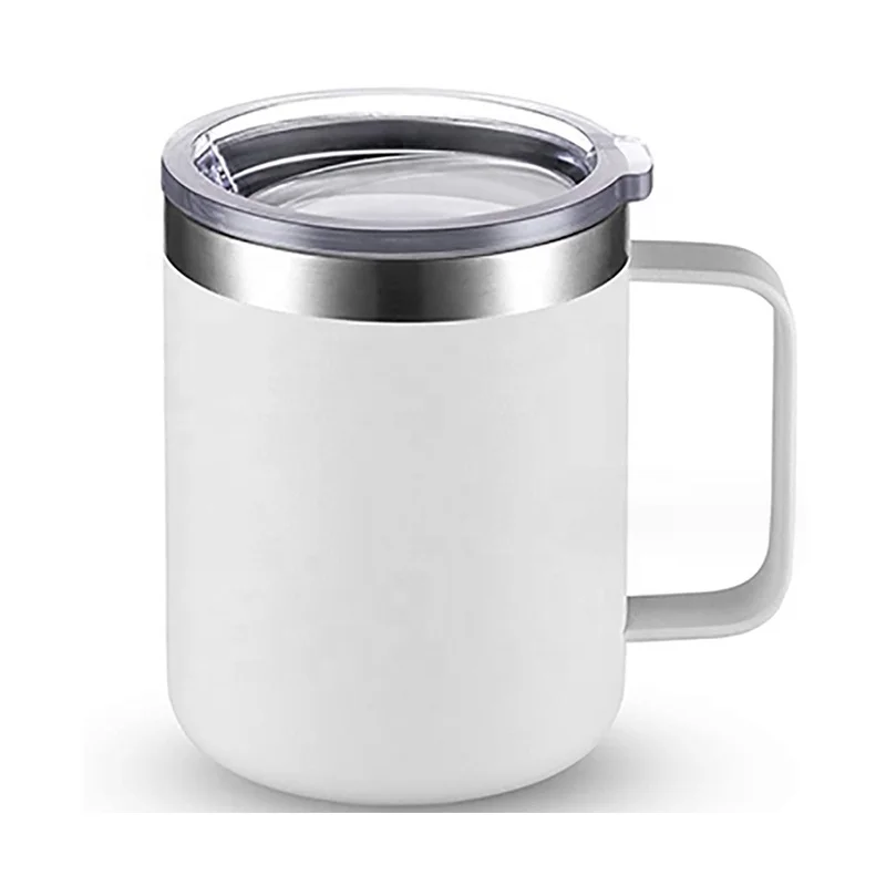 12/14oz custom stainless steel vacuum insulated coffee drink glass cup stemless wine beer tumbler cups with metal handle