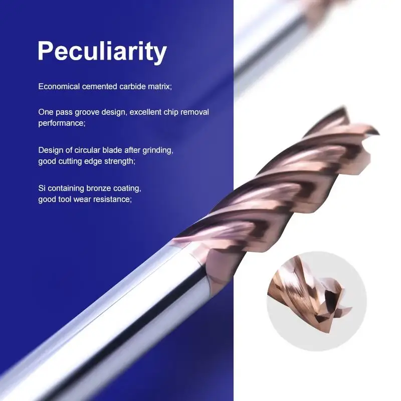 550 Series Economical Milling Cutters 4-flute 1-20mm Flat Solid Carbide Endmill HRC45/55/65/70 for CNC Cutter Tools