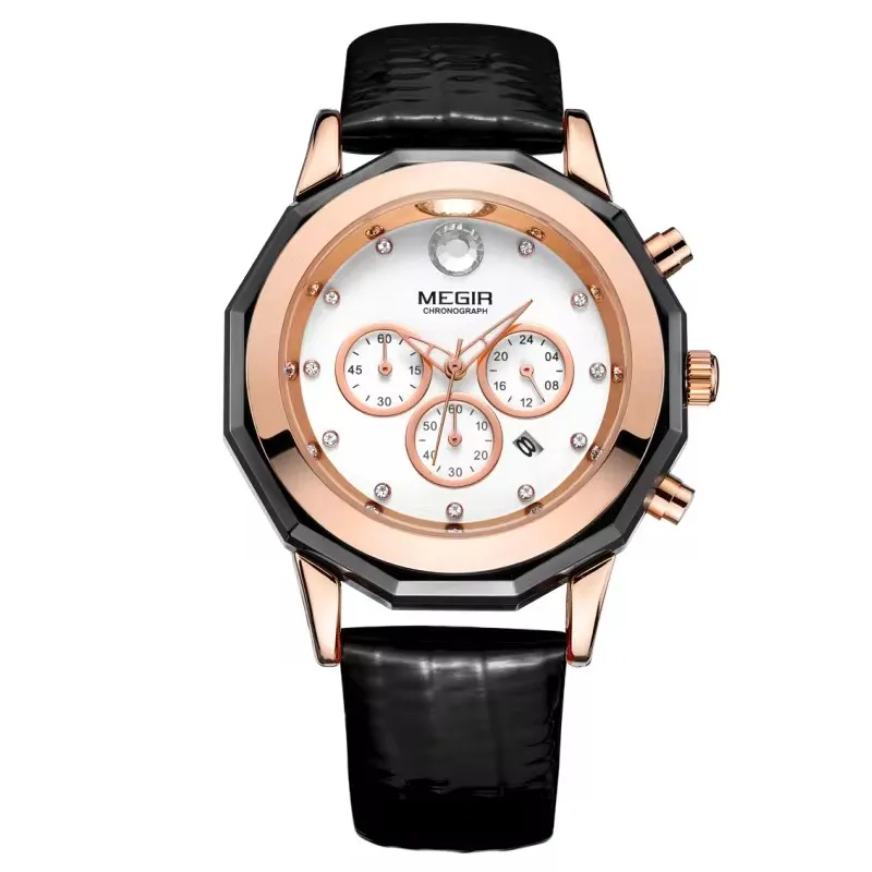 Reloj MEGIR 2042 New Arrival Women Quartz Hot Sale Genuine Leather Waterproof High Quality Quartz Watch Designer Watches Online