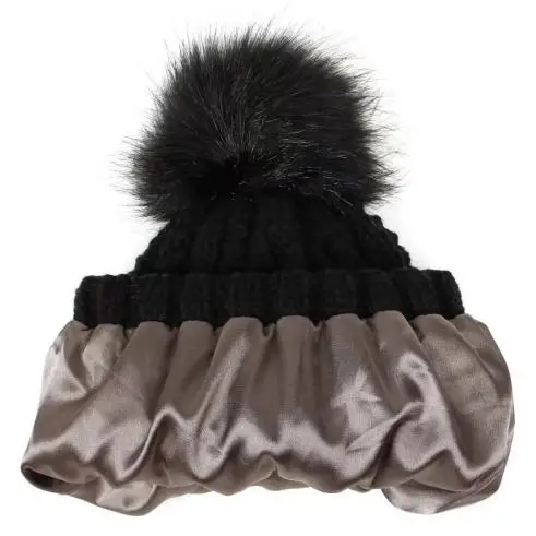 Custom winter stretchy satin lined skull knit hats winter warm beanie hat for men and women