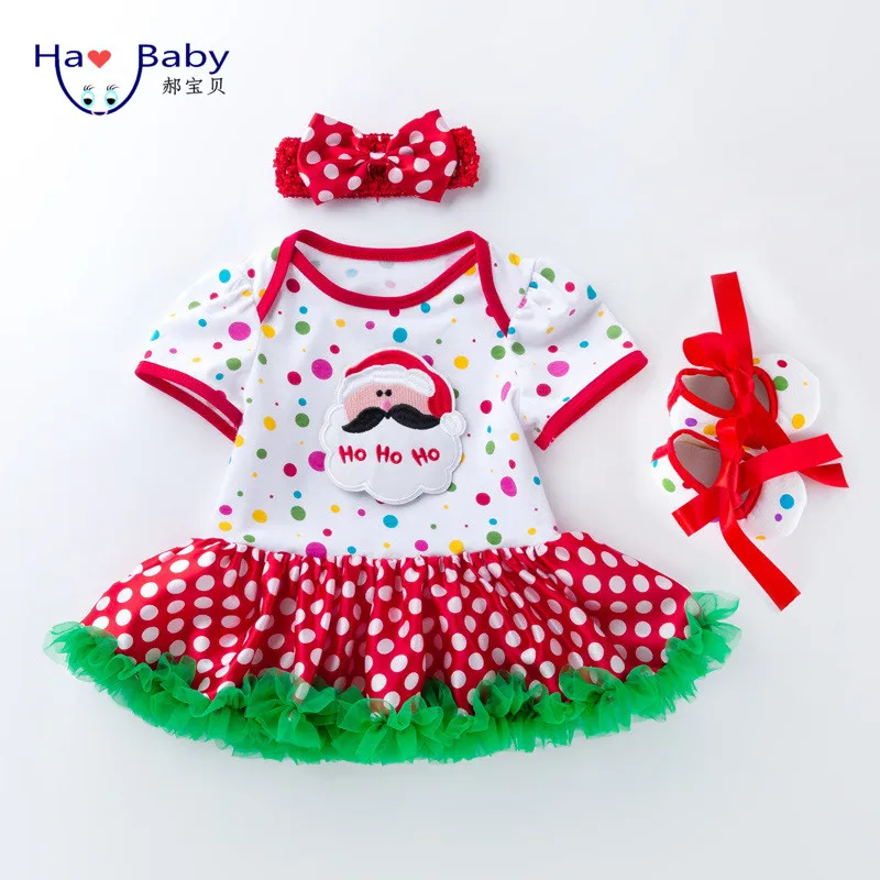 Hao Baby Cartoon Snowflake Dress Baby Holiday Set Cartoon Baby Romper Girl Holiday Clothing Christmas Kids Clothes