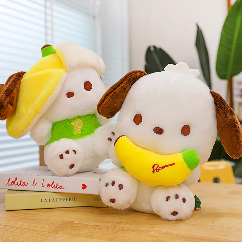 35cm Cute Banana  Plush Toy Kawaii Big Ear Dog Cartoon Plushies Soft Stuffed Doll Girl Bed Sleep Cushion Pillow Gift