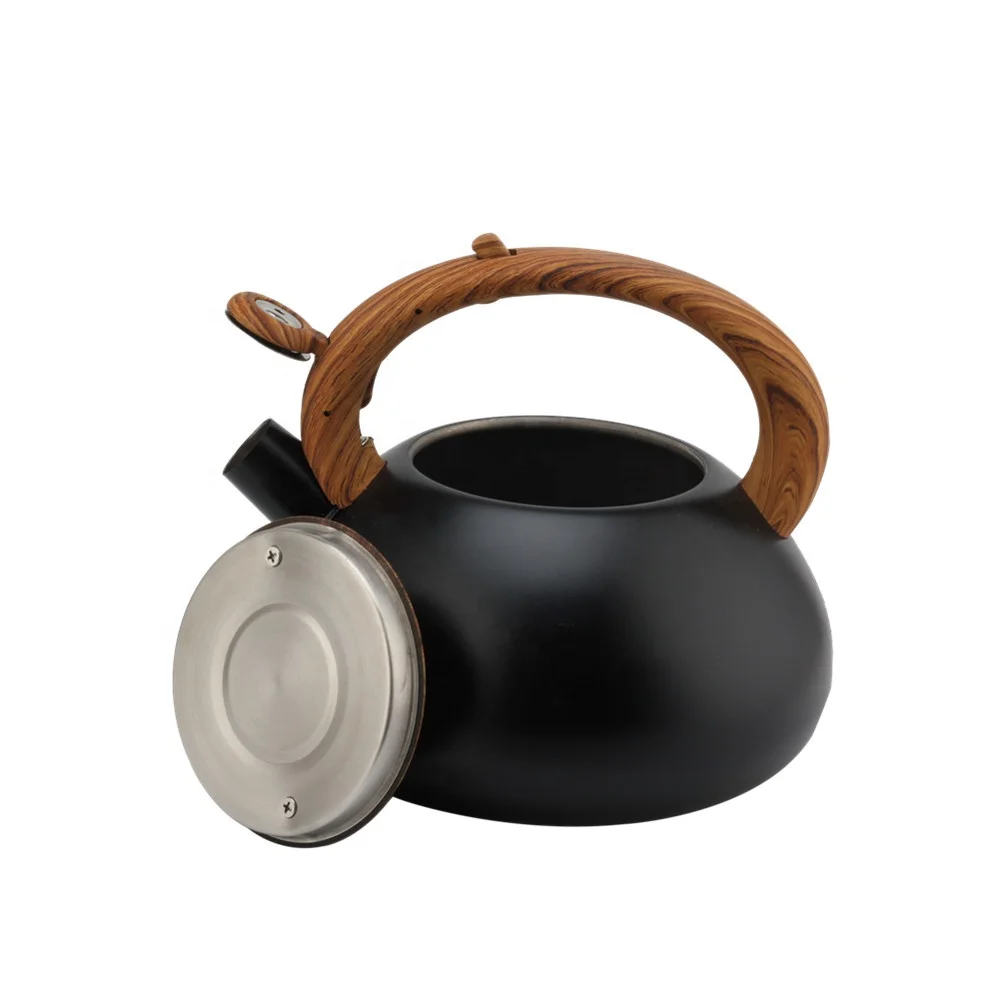 Food Grade Stainless Steel Hot Water, Fast to Boil, Cool Touch Handle, 2.5 Quart, Black, Whistling Stovetop Tea Kettle