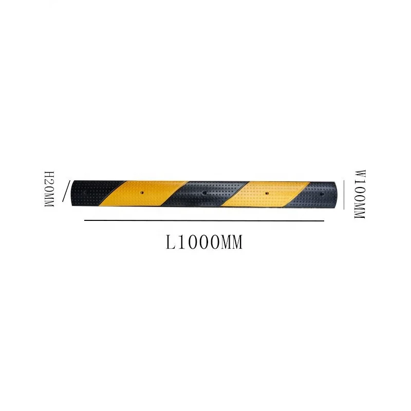 1000X100X20Mm Rubber Road Bumper Antiaging Heavy Duty Type Durable Ramp Speed Bump