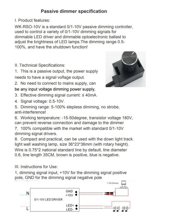 Переключатель затемнения PWM Dimmer DC 0-10 В для светодиодных ламп мини-контроллер поворотный переключатель