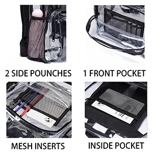 Clear Backpack Heavy Duty PVC Transparent Backpack with Reinforced Strap for College Workplace