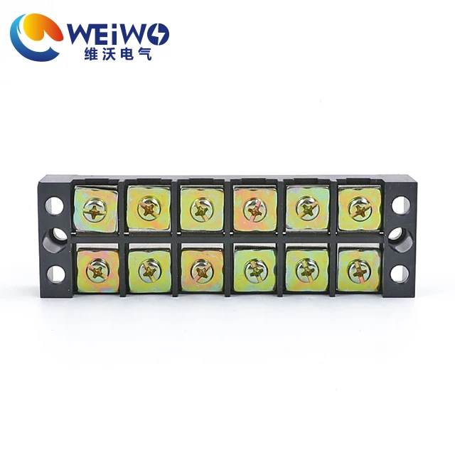 Bras Earth Bar TB-2506 With Cover 25A 6 Pin Modular Screw Wire Connector  2-Pole Terminal Blocks