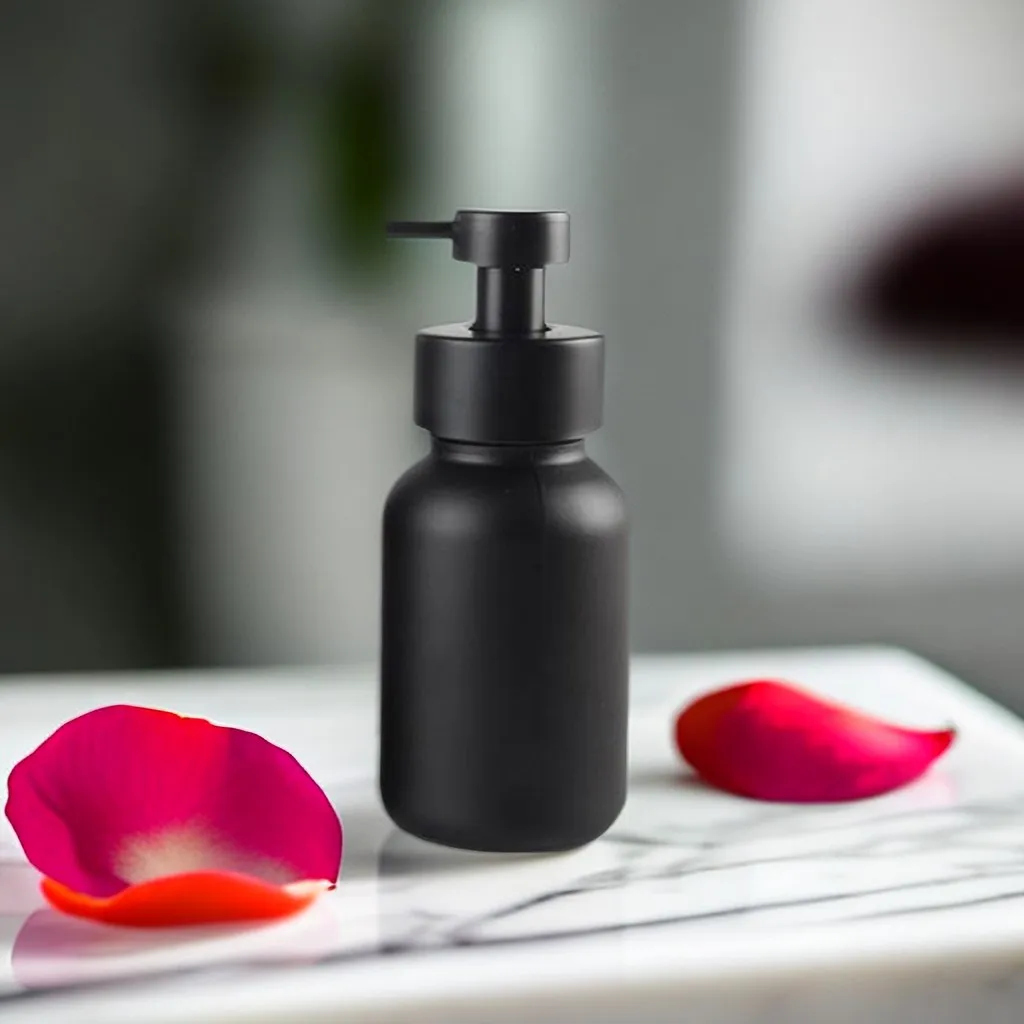 High thick glass hotel foam soap dispenser with rust proof stainless steel pump